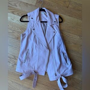Elodie Pink Sleeveless Faux Leather Vest
